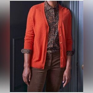 Pure Collection Vibrant Orange Spice Cashmere Cardigan 4